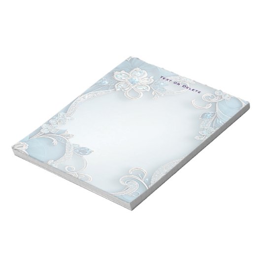 Blue Ornate Floral Notepad Notitieblok (Linkerzijde)