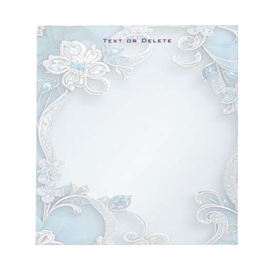 Blue Ornate Floral Notepad Notitieblok (Voorkant)