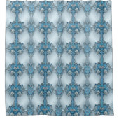 Blue Ornate Floral Shower Curtain Douchegordijn (Voorkant)