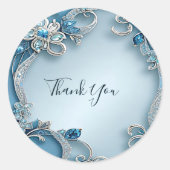 Blue Ornate Floral Sticker (Voorkant)
