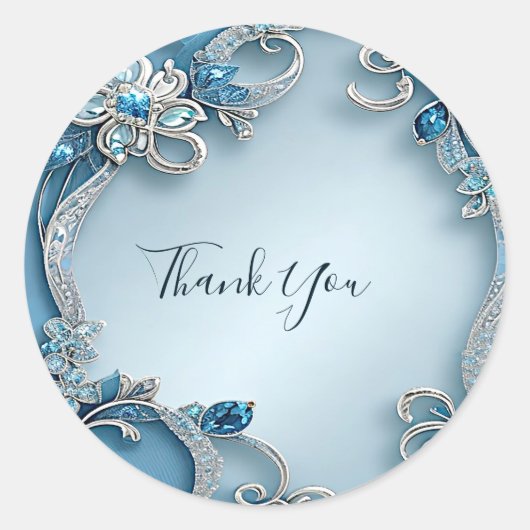 Blue Ornate Floral Sticker (Voorkant)