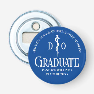 Blue Osteopathic Medical School Afstudeerfeest Button Flesopener