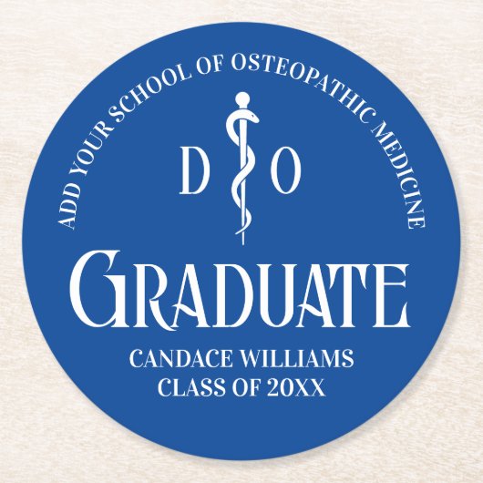 Blue Osteopathic Medical School Afstudeerfeest Ronde Kartonnen Onderzetter (Voorkant)
