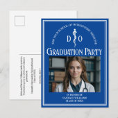 Blue Osteopathic Medical School Afstudeerfeest Uitnodiging Briefkaart (Voorkant / Achterkant)