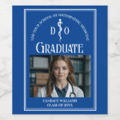Blue Osteopathic Medical School Afstudeerfeest Wijn Etiket (Enkel label)
