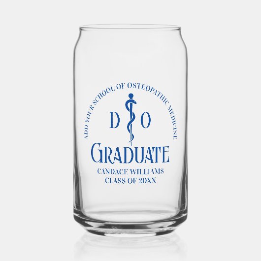 Blue Osteopathic Medical School Afstuderen Blikvorm Glas (Voorkant)