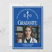 Blue Osteopathic Medical School Afstuderen Foto Aankondiging (Voorkant)
