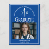 Blue Osteopathic Medical School Afstuderen Foto Aankondigingskaart (Voorkant)