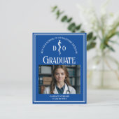 Blue Osteopathic Medical School Afstuderen Foto Aankondigingskaart (Staand voorkant)