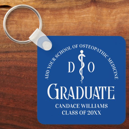 Blue Osteopathic Medical School Afstuderen Gift Sleutelhanger (Voorkant)