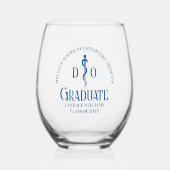 Blue Osteopathic Medical School Afstuderen Wijnglas Zonder Voet (Voorkant)