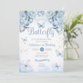Blue Our Little Butterfly wordt één goud Kaart (Staand voorkant)