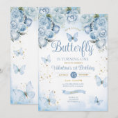 Blue Our Little Butterfly wordt één goud Kaart (Voorkant / Achterkant)