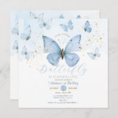 Blue Our Little Butterfly wordt één goud Kaart (Voorkant / Achterkant)