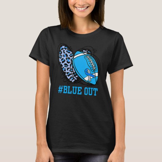Blue Out Football Tackle Diabetes Warrior Heart Le T-shirt (Voorkant)