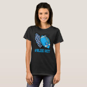 Blue Out Football Tackle Diabetes Warrior Heart Le T-shirt (Voorkant volledig)