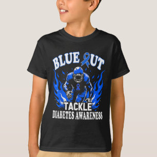 Blue Out Tackle Diabetes Awareness Amerikaanse voe T-shirt