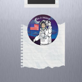 Blue Outer Space American Flag Astronaut Photo Magneet
