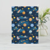 Blue Outer Space Planets Seamless Pattern Kaart (Staand voorkant)