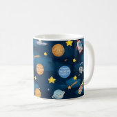  Blue Outer Space Planets Seamless Pattern Koffiemok (Voorkant rechts)