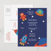 Blue Outer Space UFO Baby shower Briefkaart (Voorkant / Achterkant)