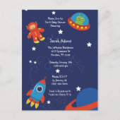 Blue Outer Space UFO Baby shower Briefkaart (Voorkant)