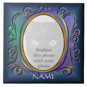 Blue Oval Photo Lijst met Name Tile Tegeltje (Voorkant)