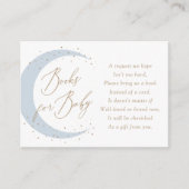 Blue Over the Moon Baby shower Boeken voor Baby Informatiekaartje (Voorkant)