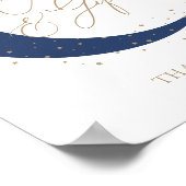 Blue Over the Moon Baby shower Kaarten en geschenk Poster (Hoek)