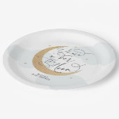 Blue Over the Moon Baby shower Papieren Bordje (Gekanteld)