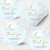 Blue Over the Moon Baby Shower Ronde Sticker