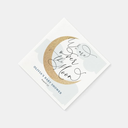 Blue Over the Moon Baby shower Servet (Hoek)