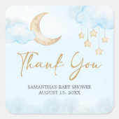 Blue Over the Moon Baby Shower  Square Sticker (Voorkant)
