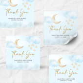 Blue Over the Moon Baby Shower  Square Sticker