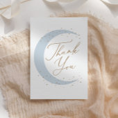 Blue Over the Moon Boy Baby shower Bedankkaart