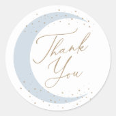 Blue Over the Moon Boy Baby shower Ronde Sticker (Voorkant)