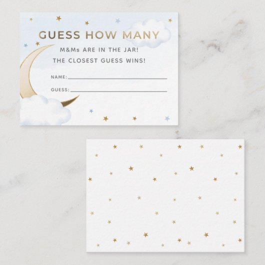 Blue Over the Moon Guess How Many Candies Card Informatiekaartje (Voorkant / Achterkant)