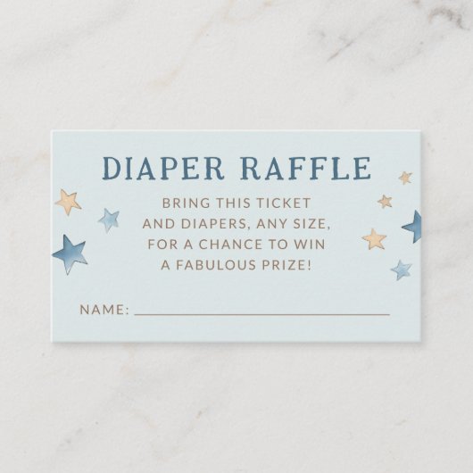 Blue Over the Moon Luier Raffle Enclosure Kaart (Voorkant)