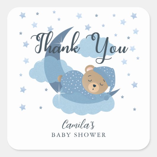 Blue Over The Moon Sleeping Beer Dank je wel Vierkante Sticker (Voorkant)