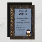 Blue Owl Afstuderen Invitation Kaart (Voorkant / Achterkant)