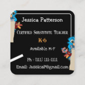 Blue Owl and Apples Educator Contact Kaarten Vierkante Visitekaartje (Achterkant)