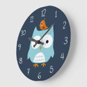 Blue Owl and Cute Oranje Bird Grote Klok (Hoek)