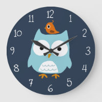 Blue Owl and Cute Oranje Bird