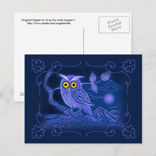 Blue Owl Art Briefkaart (Voorkant / Achterkant)