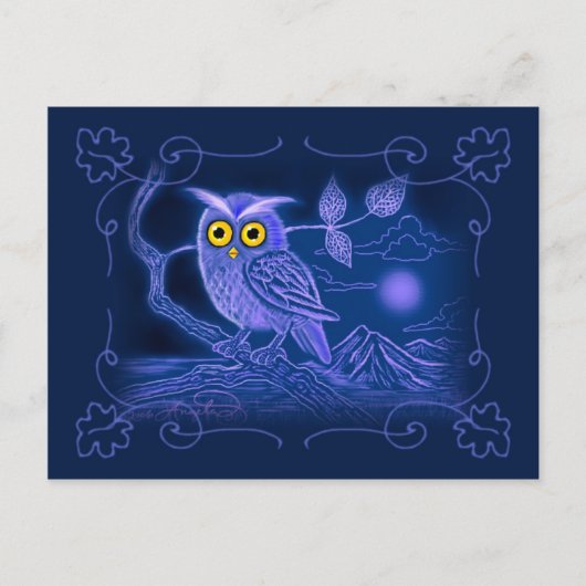 Blue Owl Art Briefkaart (Voorkant)