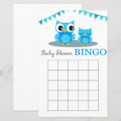 Blue Owl baby shower bingo card (Voorkant / Achterkant)