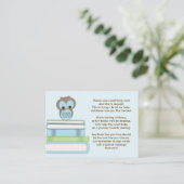 Blue Owl Baby shower Boek Invoegen Verzoek Kaart (Staand voorkant)