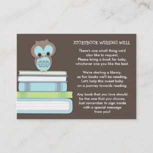 Blue Owl Baby shower Boek Invoegen Verzoek Kaart