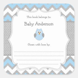 Blue Owl Baby shower boek Vierkante Sticker