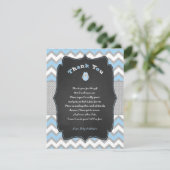 Blue Owl baby shower dank u nota met gedicht Bedankkaart (Staand voorkant)